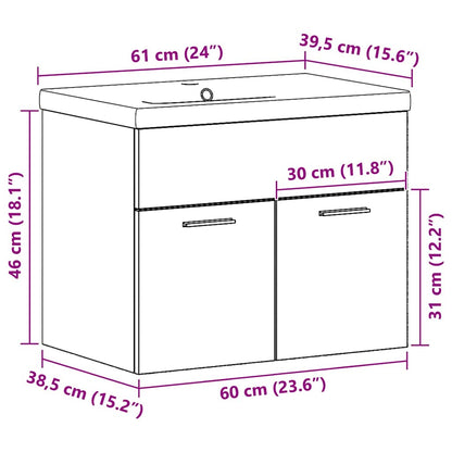 Koupelnová Skříň Staré Dřevo 60 X 38,5 X 46 Cm Kompozitní Dřevo