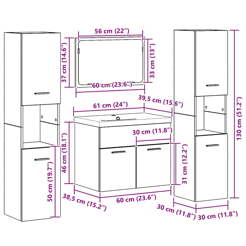 Sada Úložných Prostor Nástěnný 4 Pcs Kompozitní Dřevo