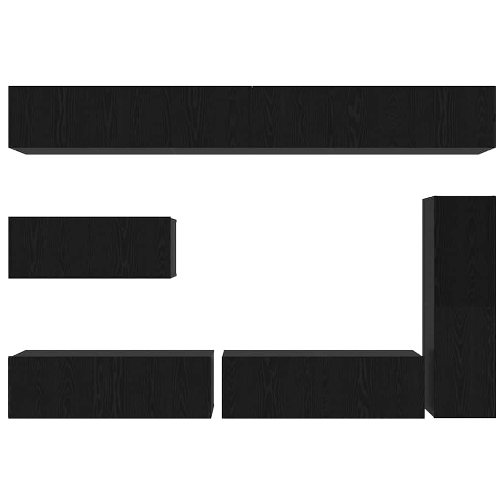Sestava Tv Skříněk 7 Ks Černý Dub Kompozitní Dřevo