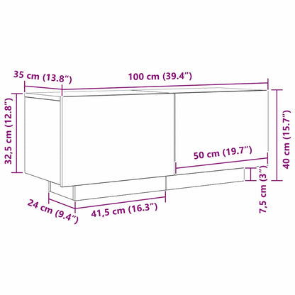 Televizní Skříň 100 X 35 X 40 Cm Černý Dub Kompozitní Dřevo