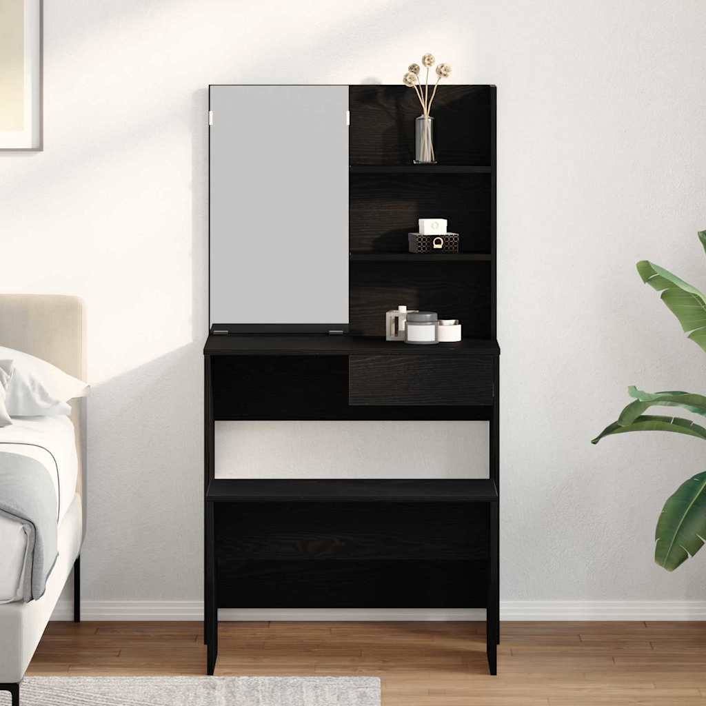 Sada Toaletního Stolu 2 Ks Černý Dub 74,5 X 40 X 141 Cm