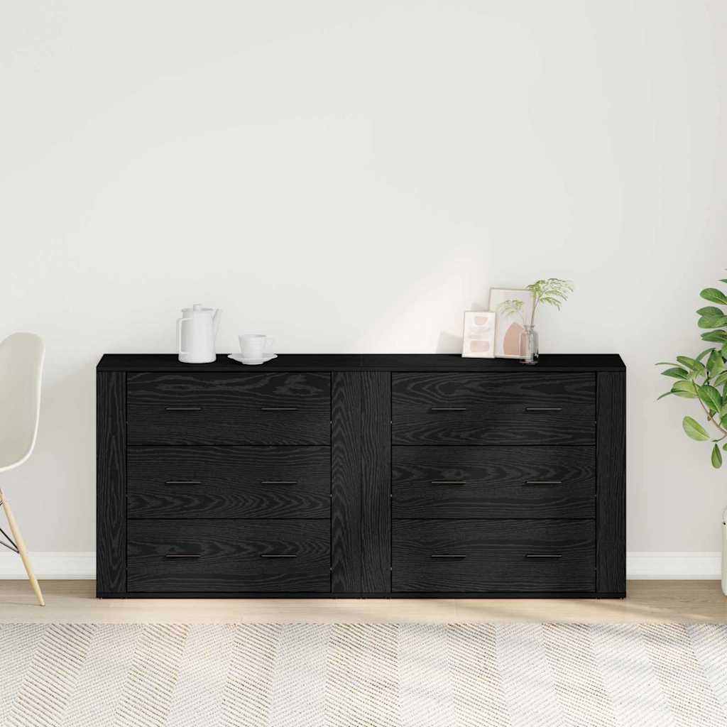 Servírovací Skříň Černý Dub 160 X 33 X 70 Cm Kompozitní Dřevo