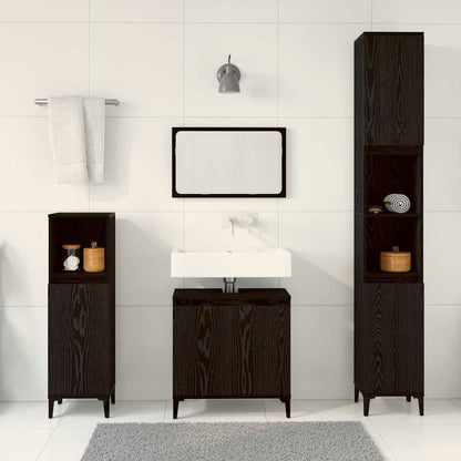 Sada Koupelnového Nábytku 3 Ks Černý Dub 30 X 30 X 180 Cm