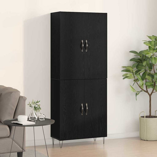 Vysoký Bufet 2 Ks Černý Dub 69,5 X 34 X 180 Cm Kompozitní Dřevo