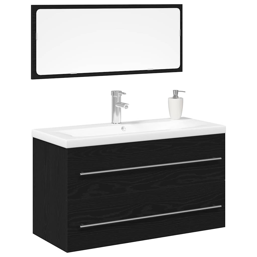 Skříňka Pod Umyvadlo 3 Ks Černý Dub 90 X 38,5 X 48 Cm