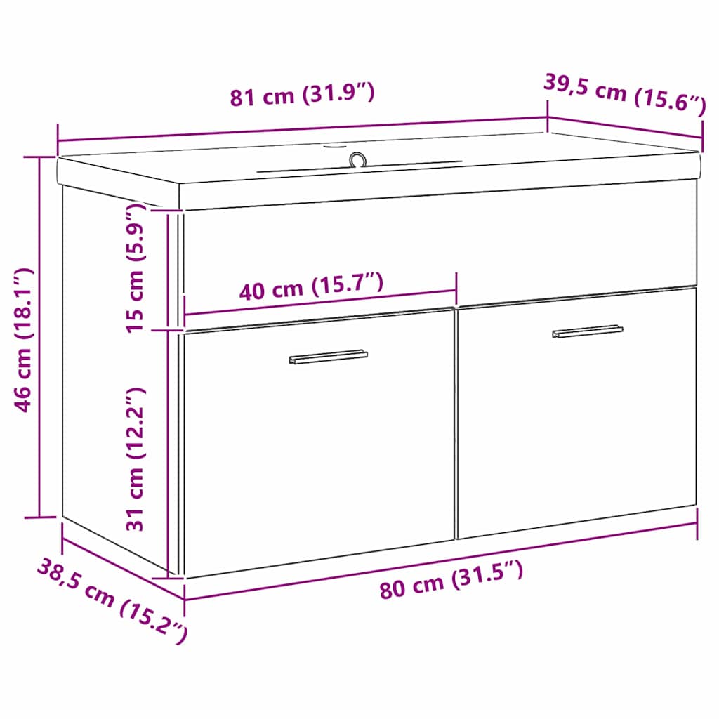 Koupelnová Skříň Černý Dub 80 X 38,5 X 46 Cm Kompozitní Dřevo