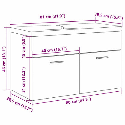 Koupelnová Skříň Černý Dub 80 X 38,5 X 46 Cm Kompozitní Dřevo