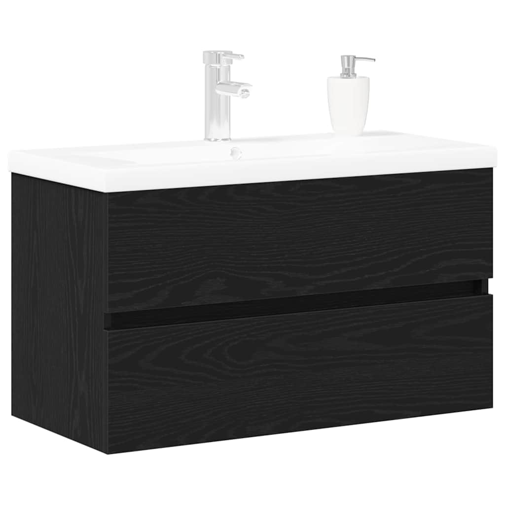 Skříňka Pod Umyvadlo Černý Dub 80 X 39 X 62 Cm Kompozitní Dřevo