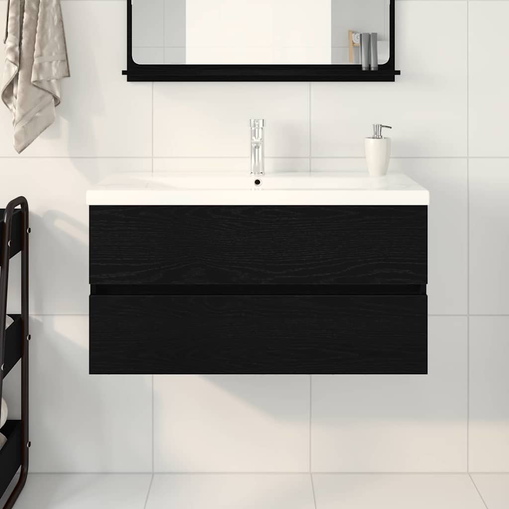 Skříňka Pod Umyvadlo Černý Dub 90 X 39 X 62 Cm Kompozitní Dřevo