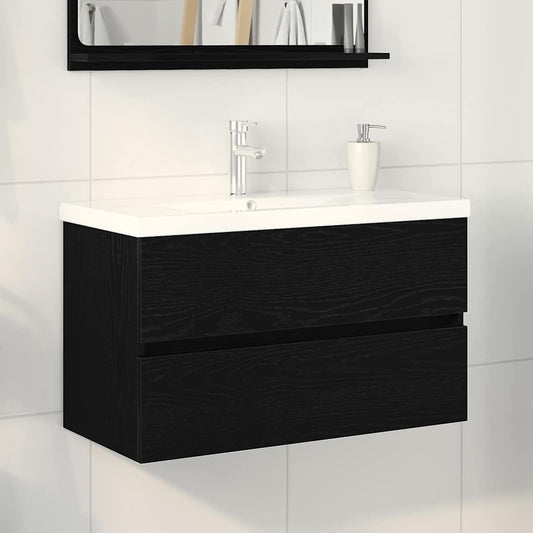 Skříňka Pod Umyvadlo Černý Dub 80 X 39 X 62 Cm Kompozitní Dřevo