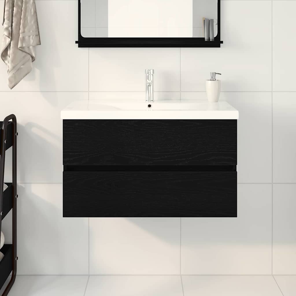 Skříňka Pod Umyvadlo Černý Dub 80 X 39 X 62 Cm Kompozitní Dřevo