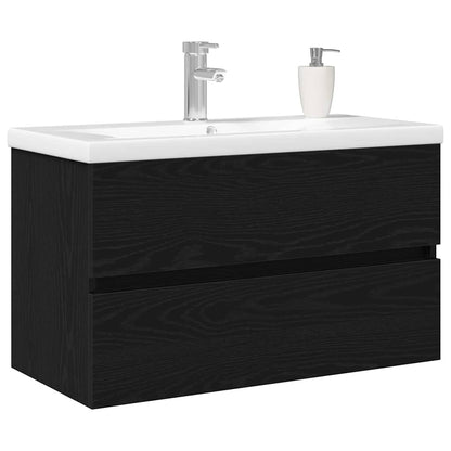 Skříňka Pod Umyvadlo Černý Dub 80 X 39 X 62 Cm Kompozitní Dřevo