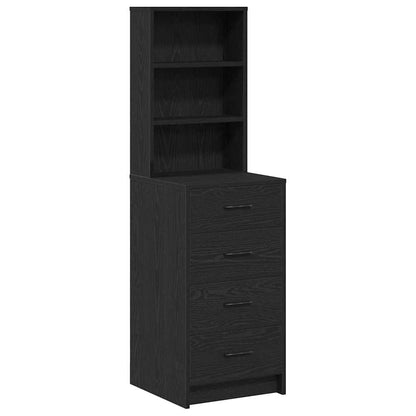 Vysoký Bufet Černý Dub 40 X 41 X 135 Cm Kompozitní Dřevo