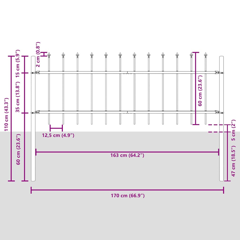 Zahradní Plot Woerden 4 Ks 6,8 X 0,6 M Práškově Lakovaná Ocel