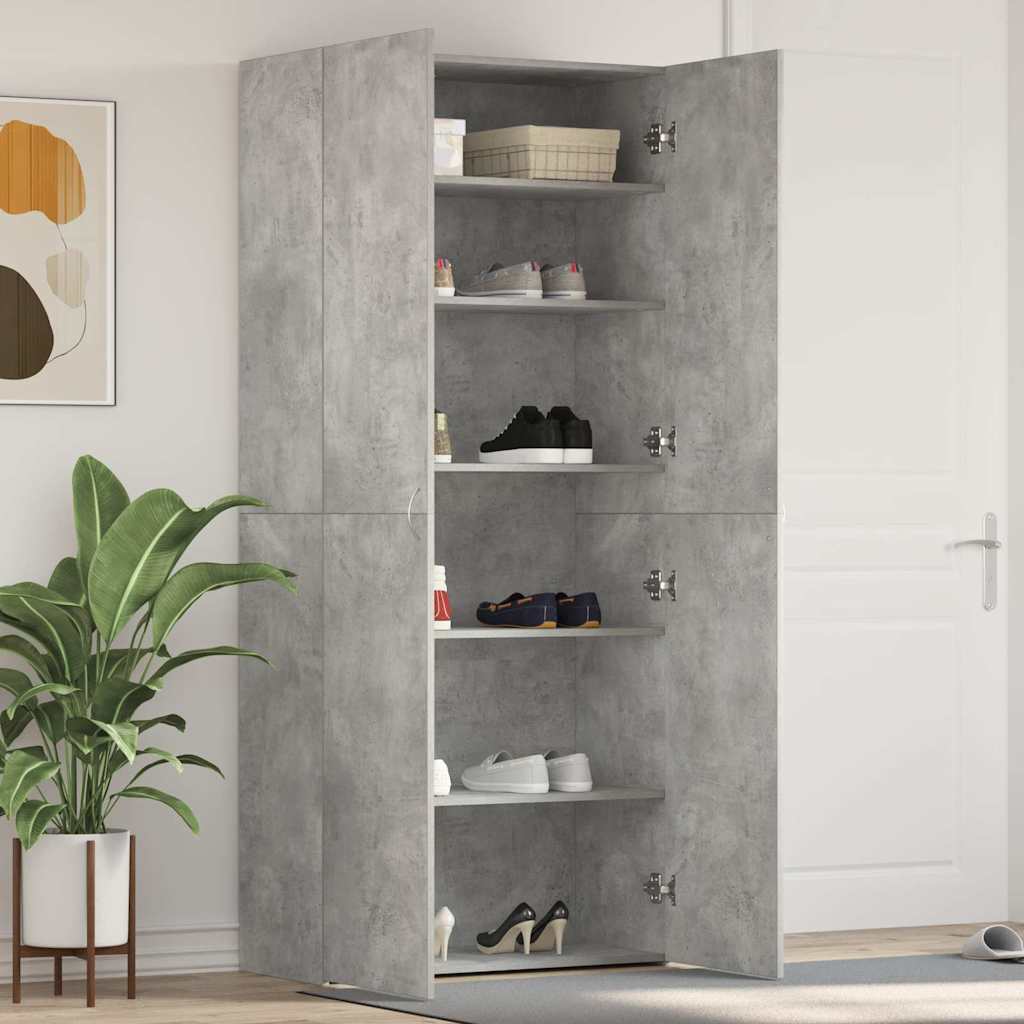Skříň Na Obuv 80 X 35.5 X 180 Cm Kompozitní Dřevo Šedá