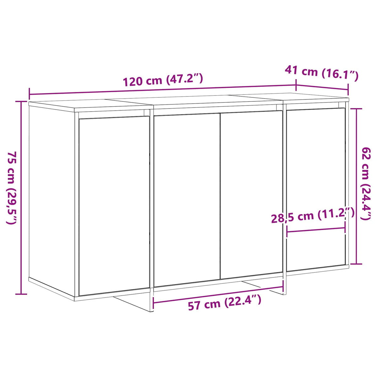 Servírovací Skříň 120 X 41 X 75 Cm Kompozitní Dřevo
