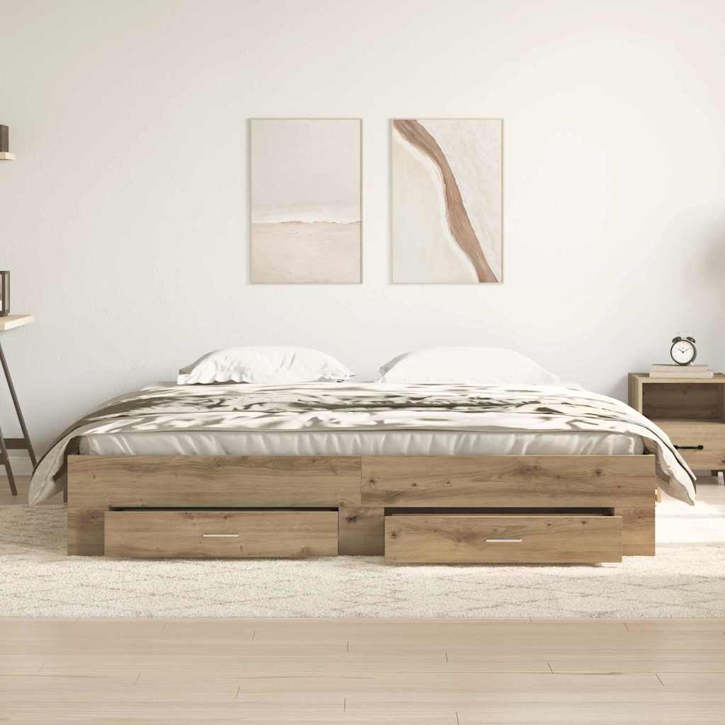 Rám Postele Artisanový Dub 180 X 200 Cm Kompozitní Dřevo