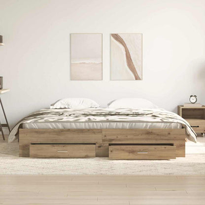 Rám Postele Artisanový Dub 180 X 200 Cm Kompozitní Dřevo