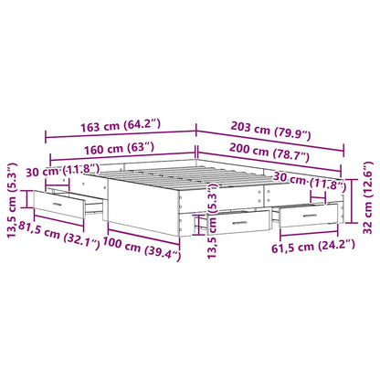 Rám Postele Staré Dřevo 160 X 200 Cm Kompozitní Dřevo