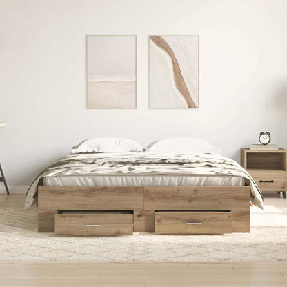 Rám Postele Artisanový Dub 160 X 200 Cm Kompozitní Dřevo