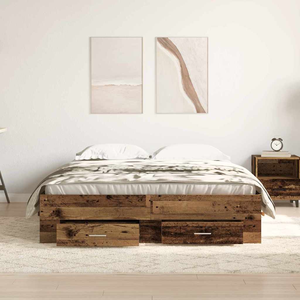 Rám Postele Staré Dřevo 140 X 200 Cm Kompozitní Dřevo