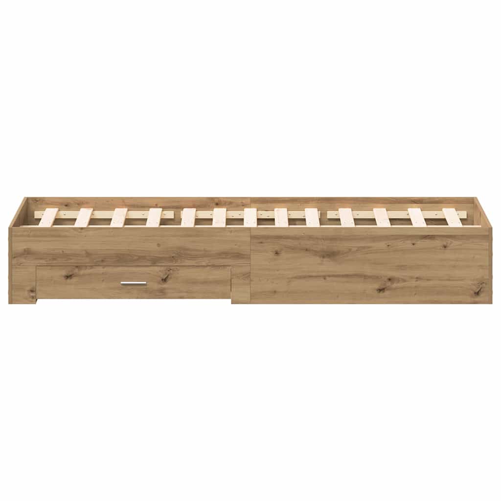 Rám Postele Artisanový Dub 135 X 190 Cm Kompozitní Dřevo