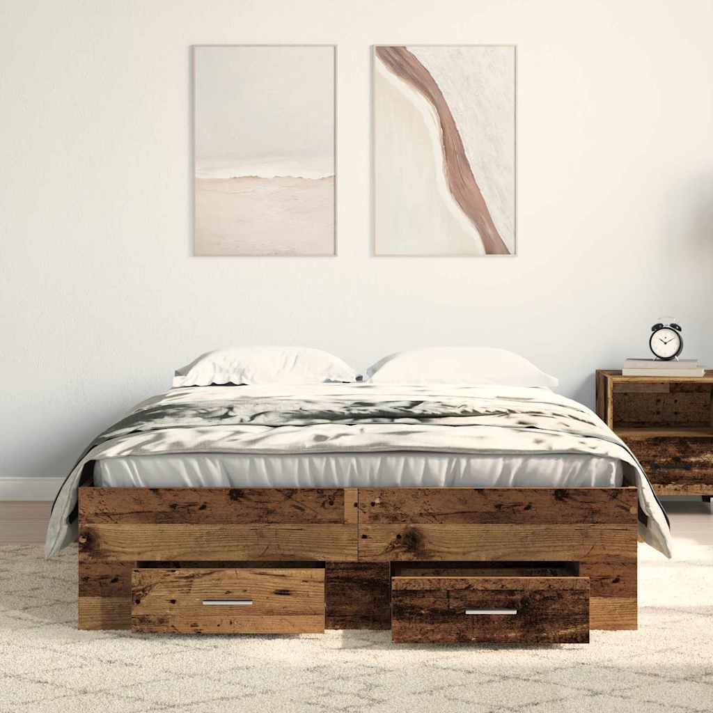 Rám Postele Staré Dřevo 120 X 190 Cm Kompozitní Dřevo