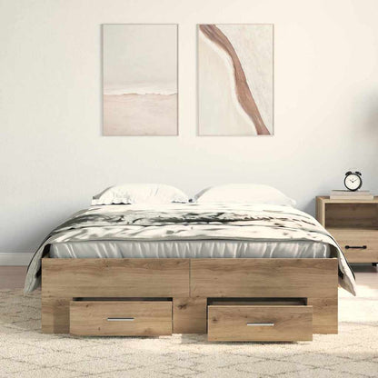 Rám Postele Artisanový Dub 120 X 190 Cm Kompozitní Dřevo
