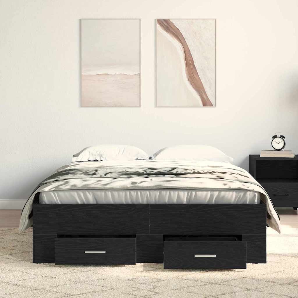 Rám Postele Se Zásuvkou Černý Dub 120 X 190 Cm Kompozitní Dřevo