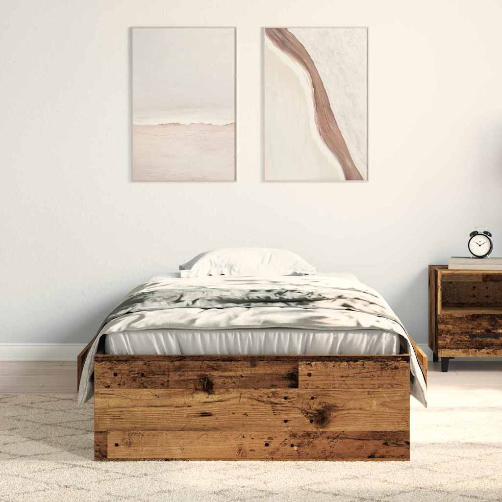 Rám Postele Staré Dřevo 100 X 200 Cm Kompozitní Dřevo