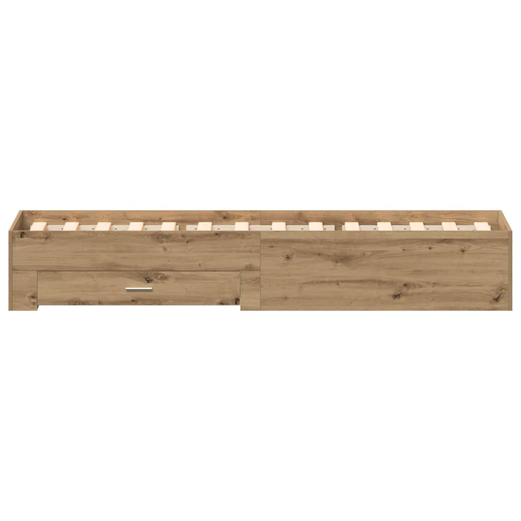 Rám Postele Artisanový Dub 100 X 200 Cm Kompozitní Dřevo