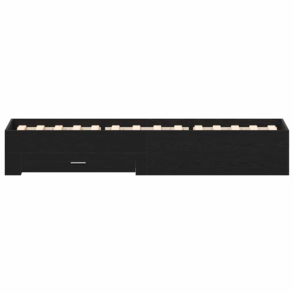 Rám Postele Se Zásuvkou Černý Dub 100 X 200 Cm Kompozitní Dřevo