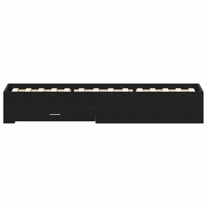 Rám Postele Se Zásuvkou Černý Dub 100 X 200 Cm Kompozitní Dřevo