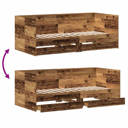 Daybed Se Zásuvkou Staré Dřevo 100 X 200 Cm Kompozitní Dřevo