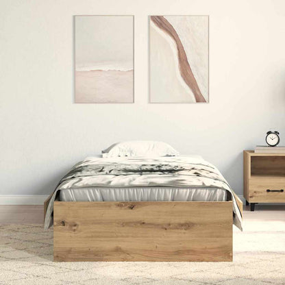 Rám Postele Artisanový Dub 90 X 200 Cm Kompozitní Dřevo
