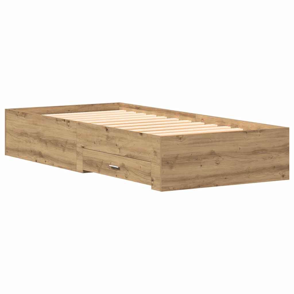 Rám Postele Artisanový Dub 90 X 200 Cm Kompozitní Dřevo