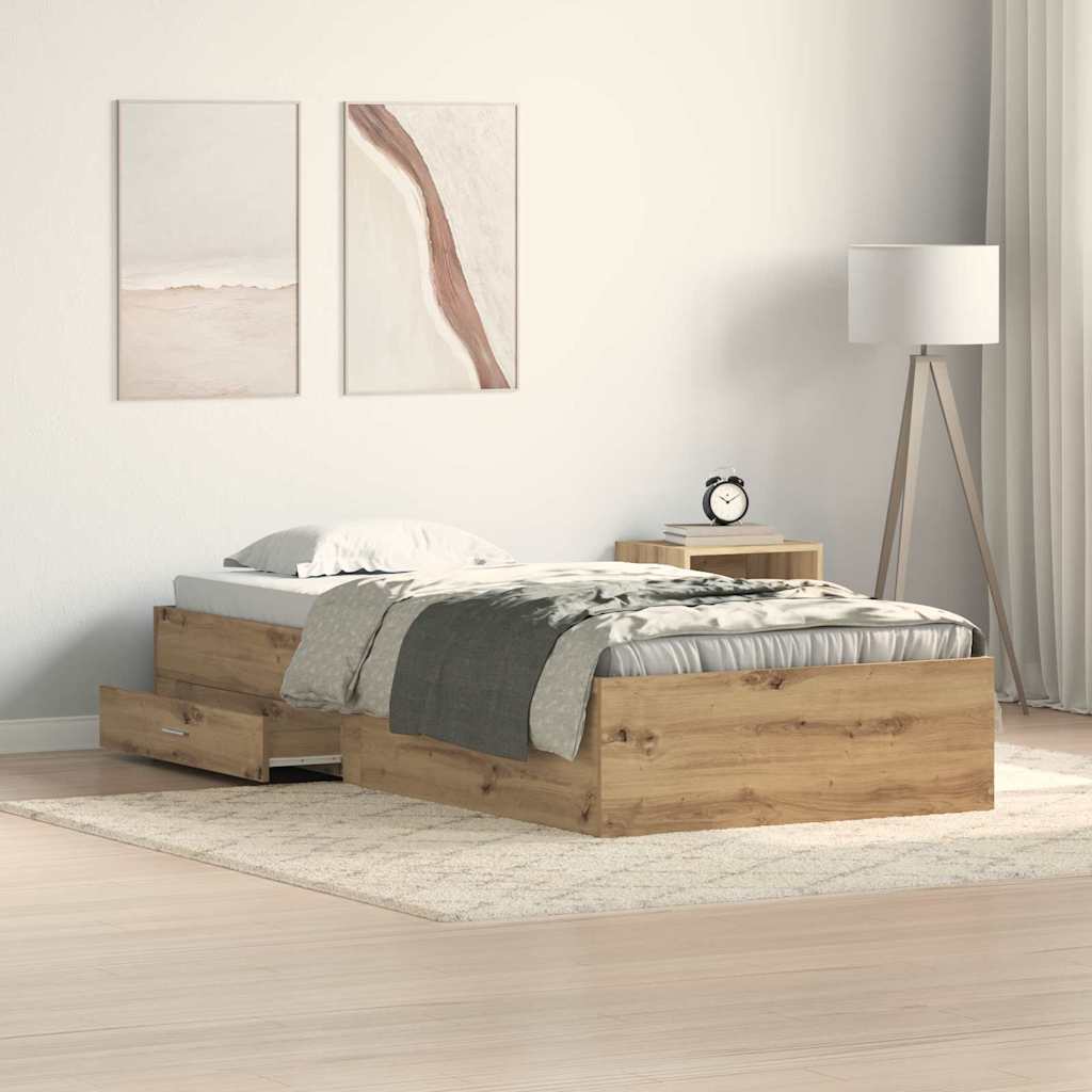 Rám Postele Artisanový Dub 90 X 190 Cm Kompozitní Dřevo