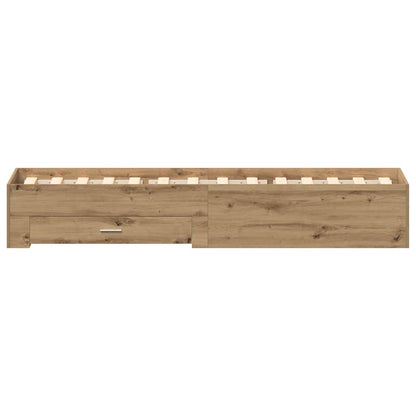Rám Postele Artisanový Dub 90 X 190 Cm Kompozitní Dřevo