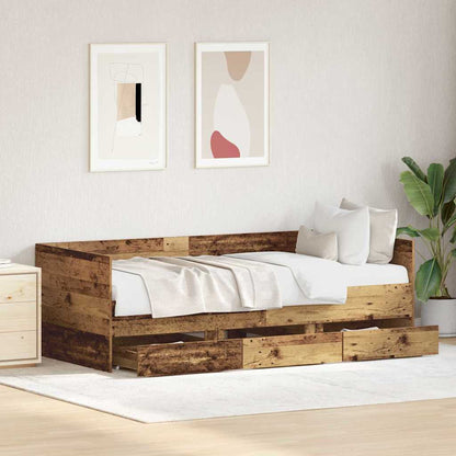 Daybed Se Zásuvkou Staré Dřevo 90 X 200 Cm Kompozitní Dřevo