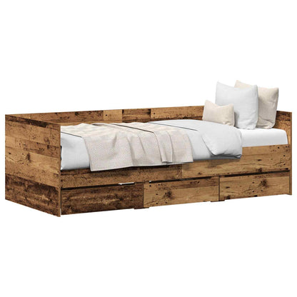 Daybed Se Zásuvkou Staré Dřevo 90 X 200 Cm Kompozitní Dřevo