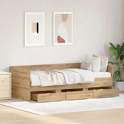 Daybed Se Zásuvkou Artisanový Dub 90 X 200 Cm Kompozitní Dřevo
