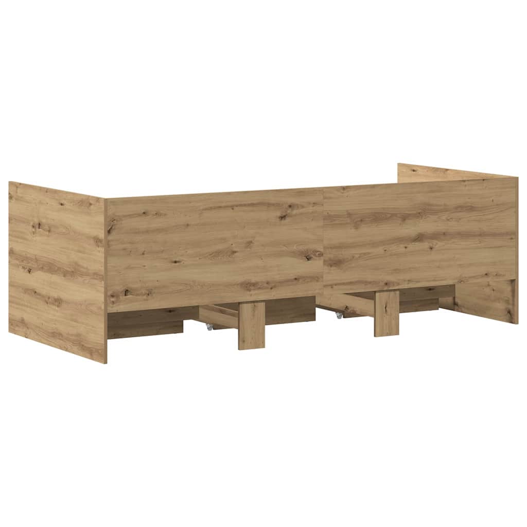 Daybed Se Zásuvkou Artisanový Dub 90 X 200 Cm Kompozitní Dřevo