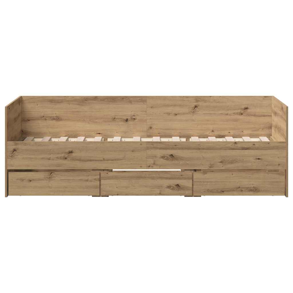 Daybed Se Zásuvkou Artisanový Dub 90 X 200 Cm Kompozitní Dřevo