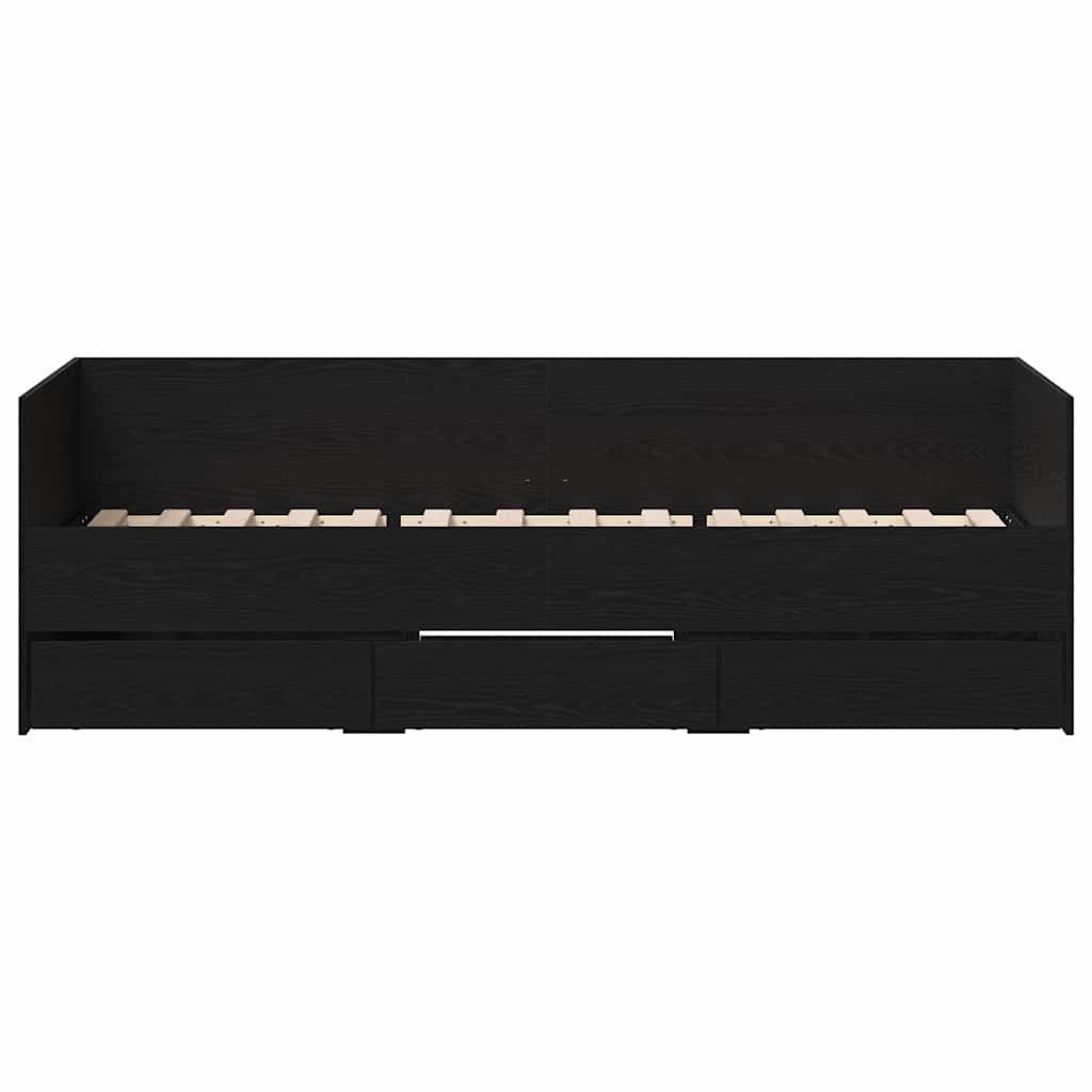 Daybed Se Zásuvkou Černý Dub 90 X 200 Cm Kompozitní Dřevo