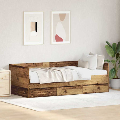 Daybed Se Zásuvkou Staré Dřevo 90 X 190 Cm Kompozitní Dřevo