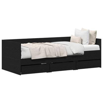 Daybed Se Zásuvkou Černý Dub 90 X 190 Cm Kompozitní Dřevo
