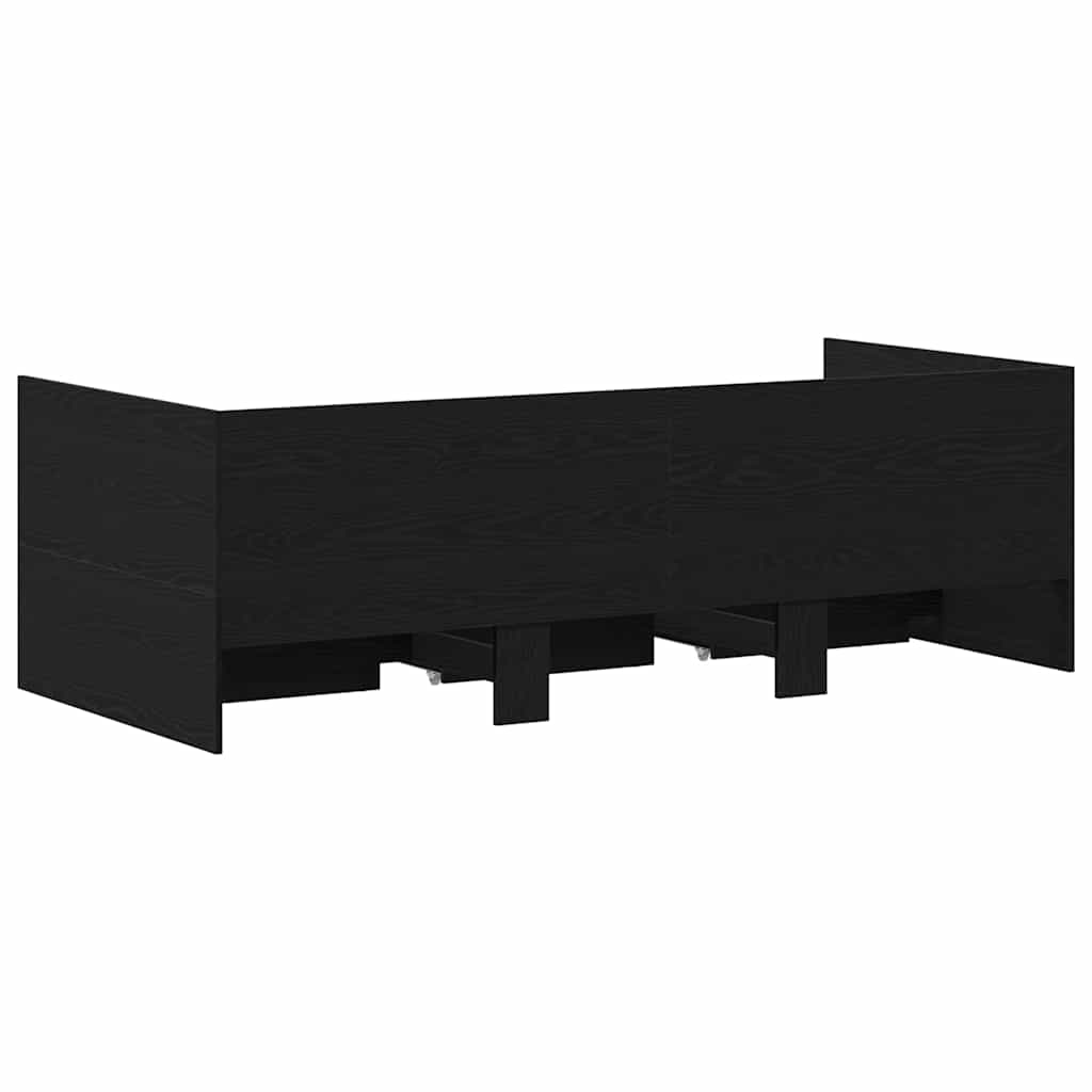 Daybed Se Zásuvkou Černý Dub 90 X 190 Cm Kompozitní Dřevo