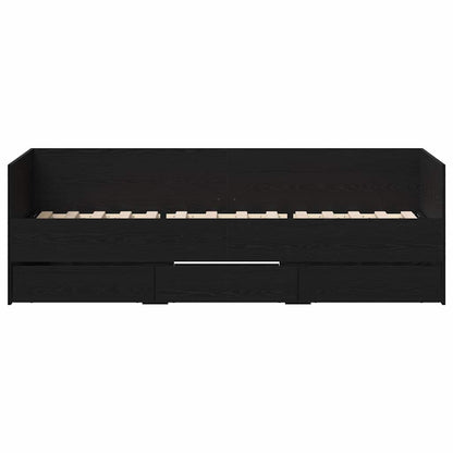 Daybed Se Zásuvkou Černý Dub 90 X 190 Cm Kompozitní Dřevo