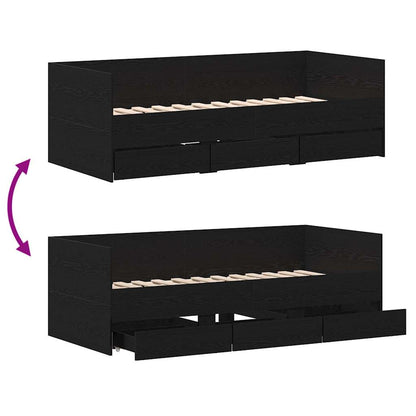 Daybed Se Zásuvkou Černý Dub 90 X 190 Cm Kompozitní Dřevo