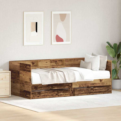 Daybed Se Zásuvkou Staré Dřevo 90 X 200 Cm Kompozitní Dřevo